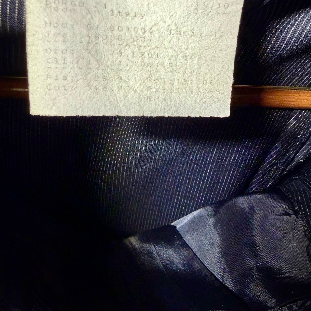 VTG Giorgio Armani Navy | Silk & Wool | Pinstriped Pants - Picture 12 of 13